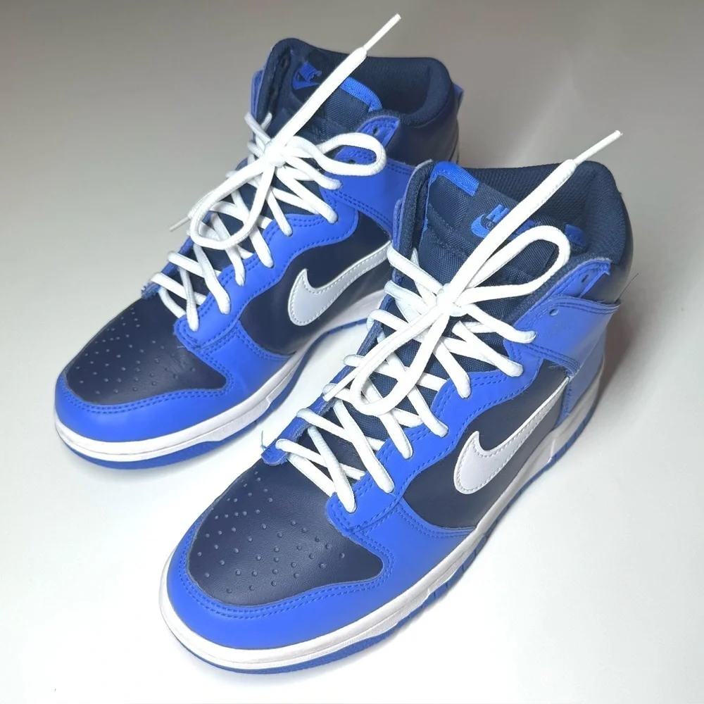 Nike Dunk Kids Obsidian Blue and White High-Top Sneakers Size- 6Y